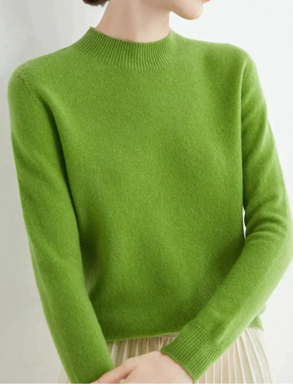 Women's Cashmere Mock Neck Sweater Long Sleeve Knit Pullover Winter