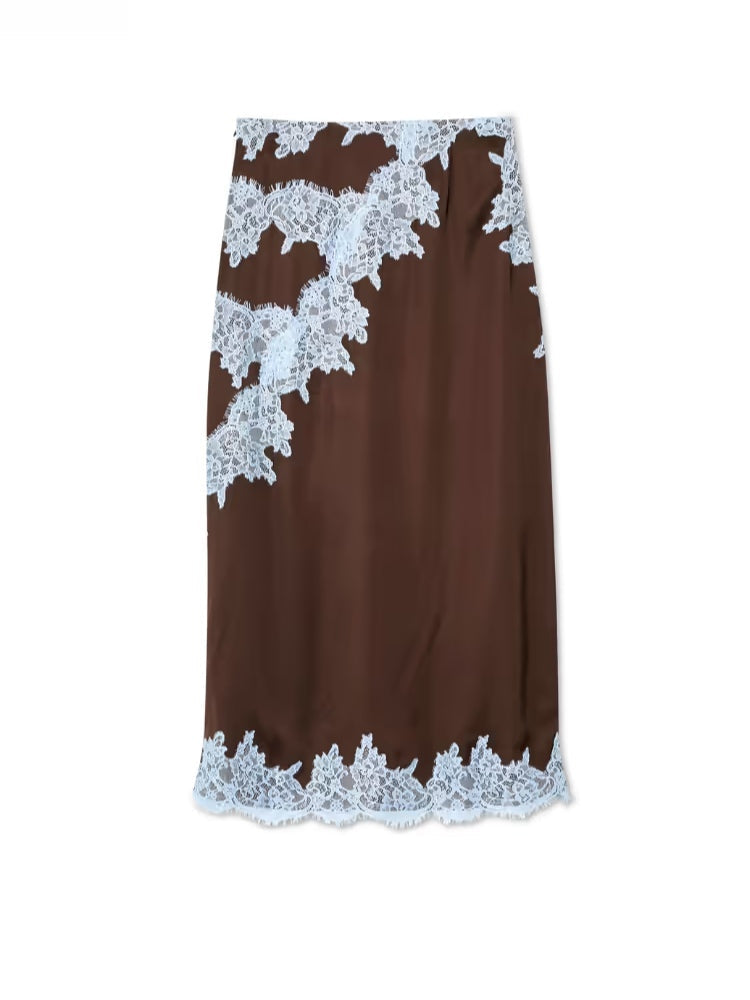 Isabella Lace Panel Top and Skirt Suit Set