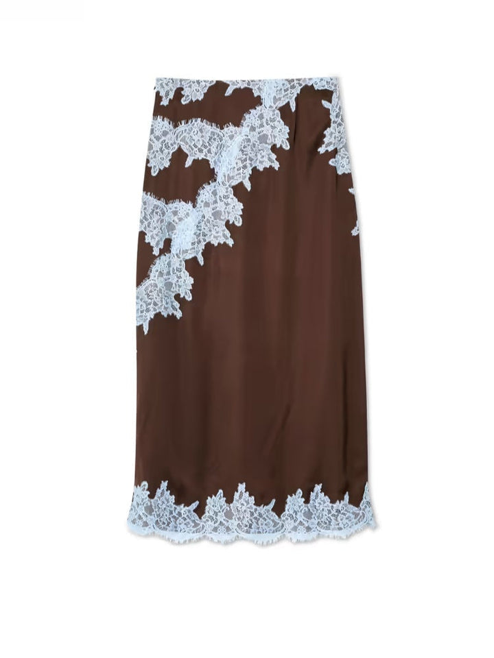Isabella Lace Panel Top and Skirt Suit Set