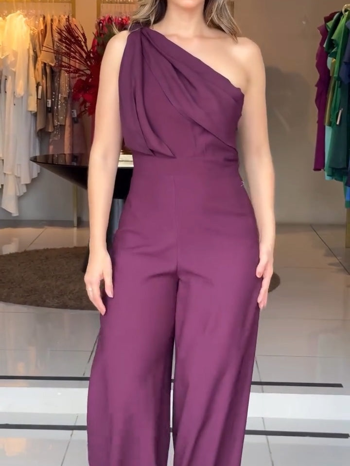 Lavender One-Shoulder Jumpsuit