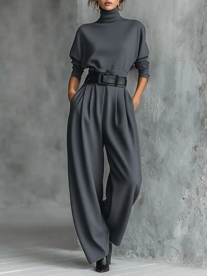 Lisa | High-Neck Wide Leg Jumpsuit Set for Women