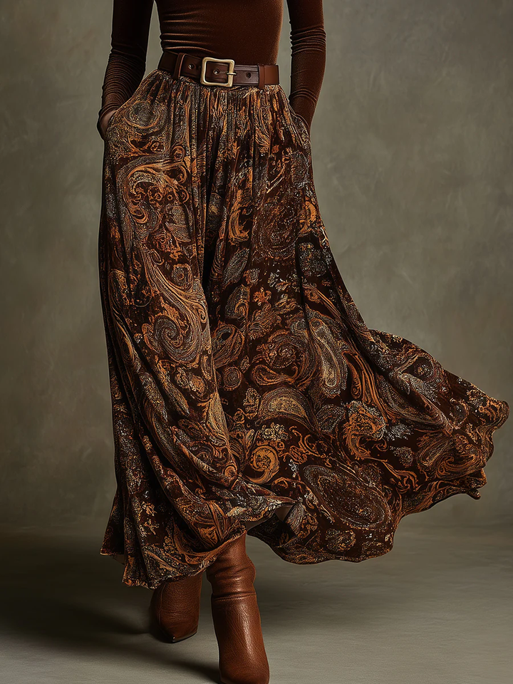 Vivienne Velvet Top and Paisley Maxi Skirt Set