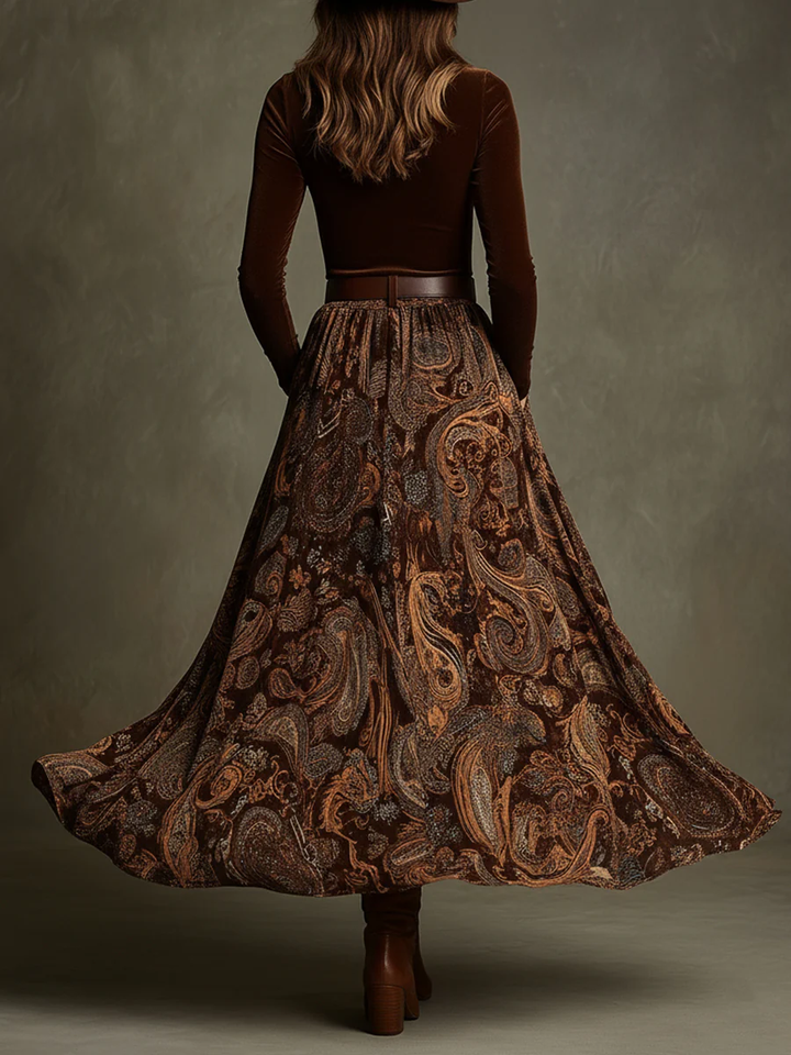 Vivienne Velvet Top and Paisley Maxi Skirt Set