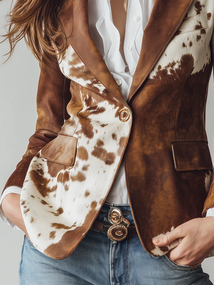 Bennett Retro Cow Print Suit Jacket