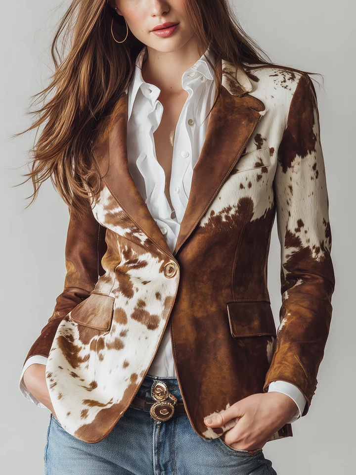 Bennett Retro Cow Print Suit Jacket
