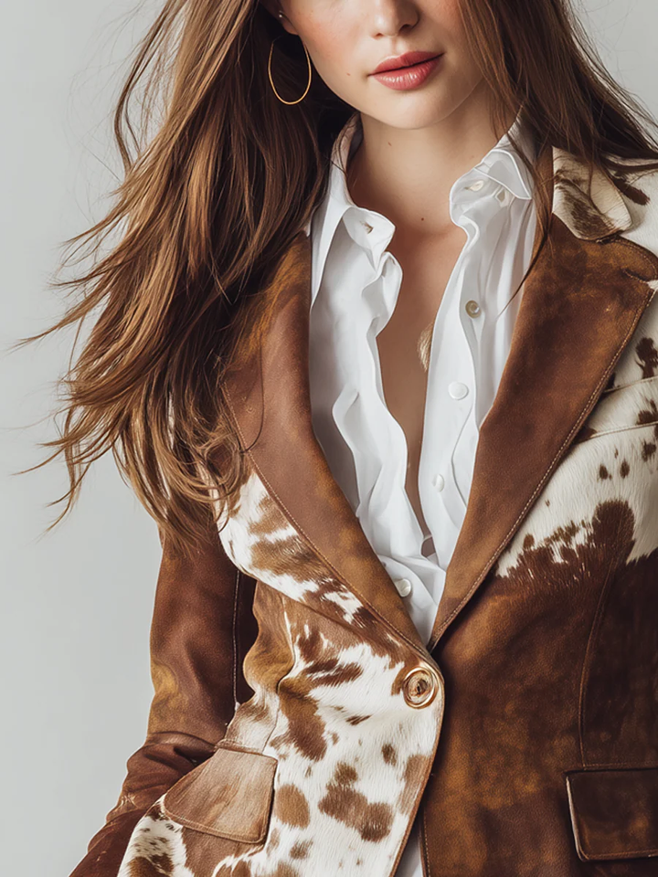 Bennett Retro Cow Print Suit Jacket