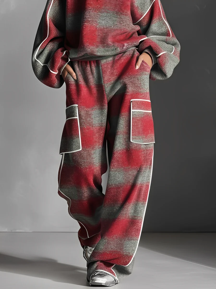 Samantha Color-blocked Sweatshirt and Casual Pants Set