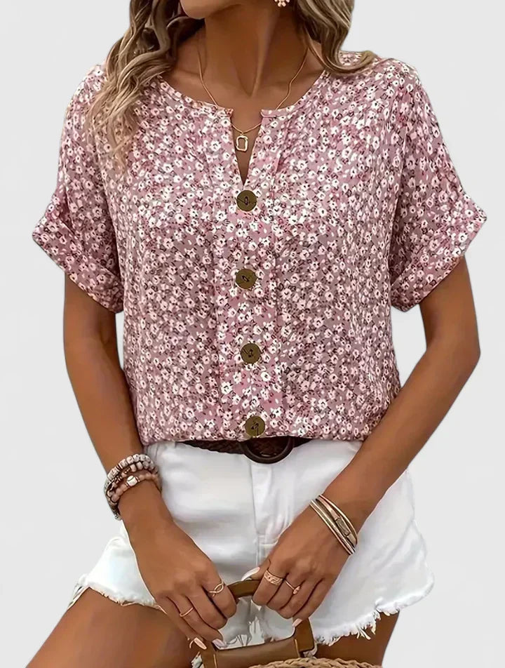 Whitney | Button-Down Short Sleeve Blouse for Women