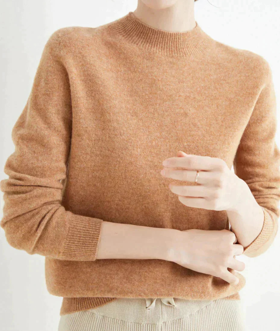 Women's Cashmere Mock Neck Sweater Long Sleeve Knit Pullover Winter