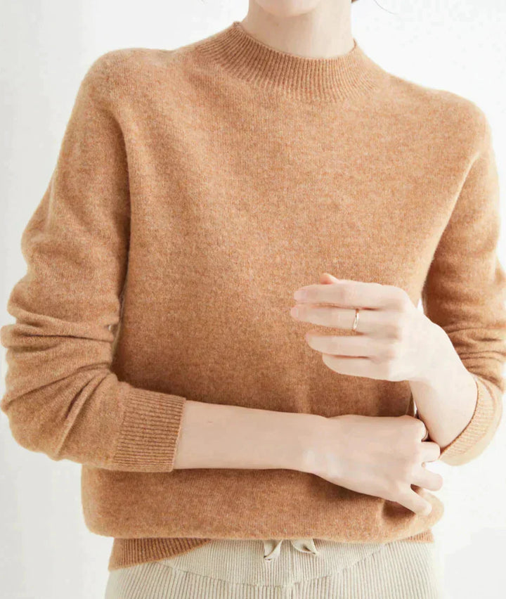 Women's Cashmere Mock Neck Sweater Long Sleeve Knit Pullover Winter