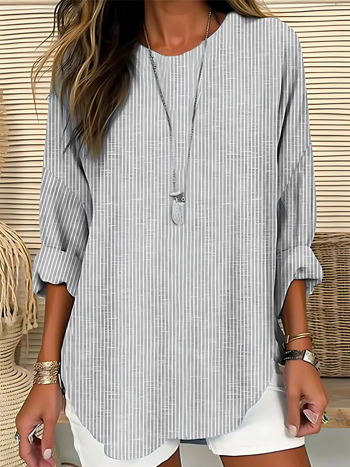 Verena | Vertical Stripe Blouse with Round Neck for Women