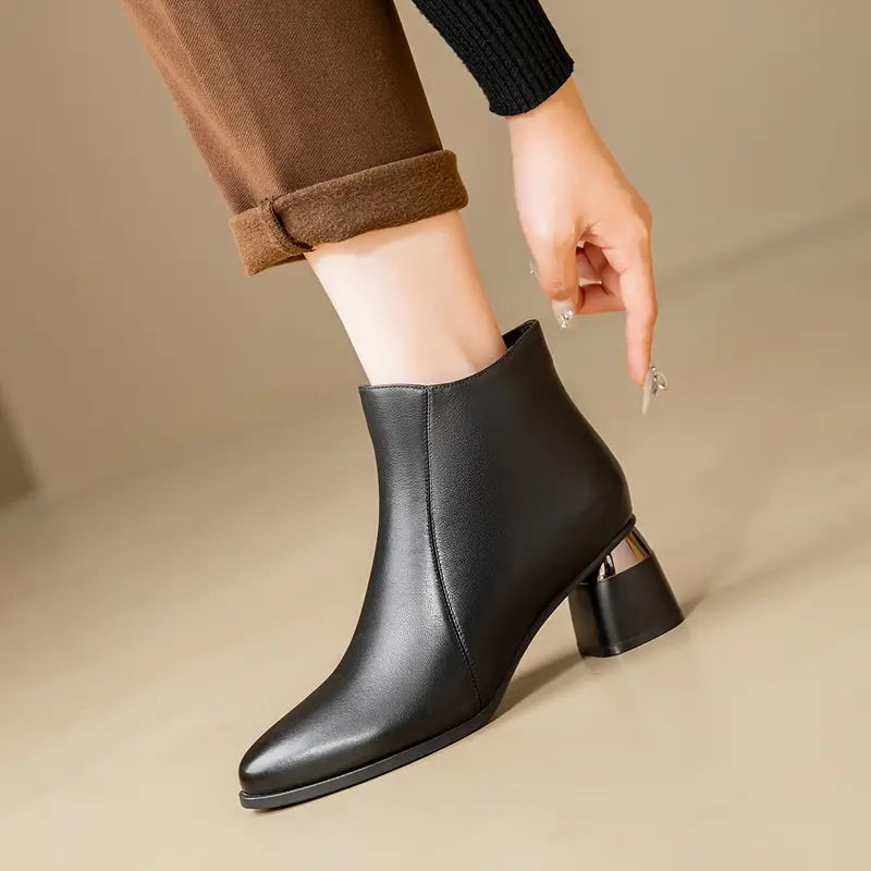 Women's Ankle Boots Block Heel Rounded Toe Casual Footwear