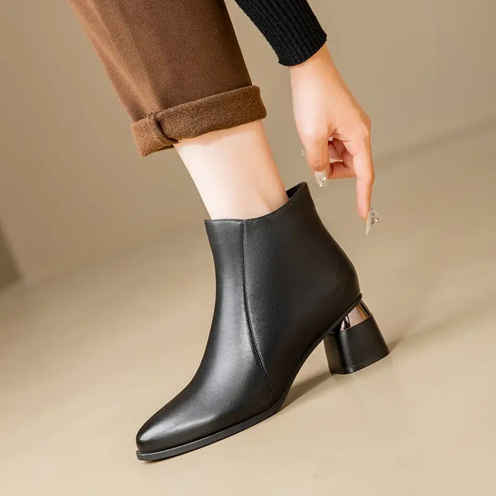 Women's Ankle Boots Block Heel Rounded Toe Casual Footwear