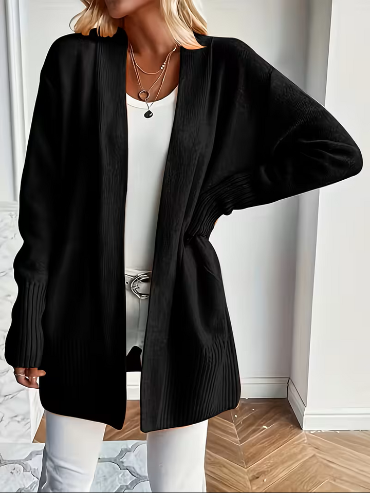 Women's Open Front Cardigan Long Sleeve Ribbed Knit Pockets Casual