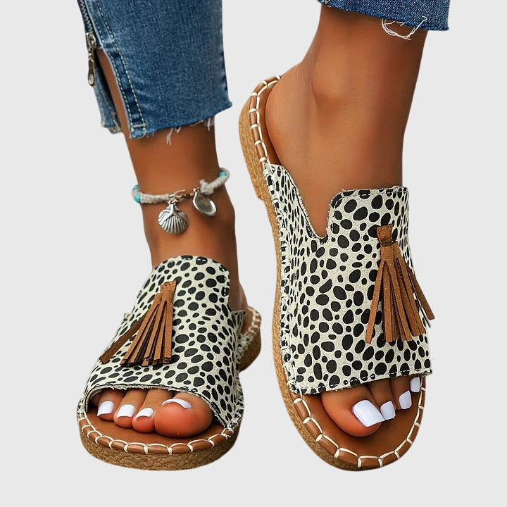 Lorraine | Woven Tassel Slide Sandals for Women