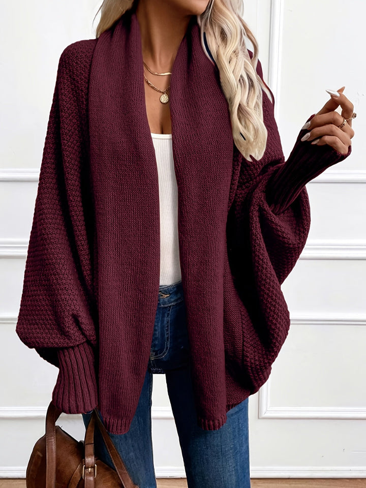 Women's Draped Shawl Collar Cardigan Open Front Batwing Sleeve Knit Sweater