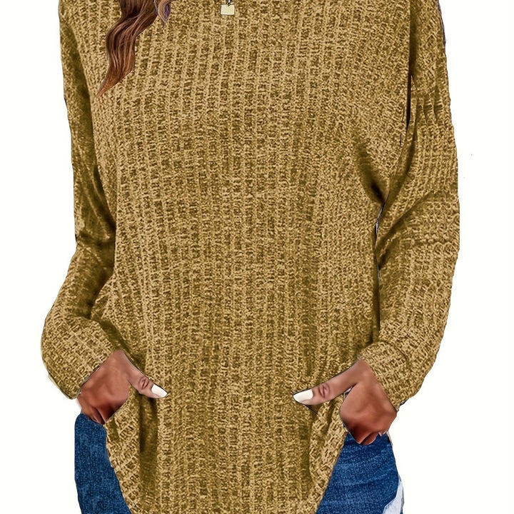 Marisol | Women's Waffle Knit Curved Hem Tunic Sweater