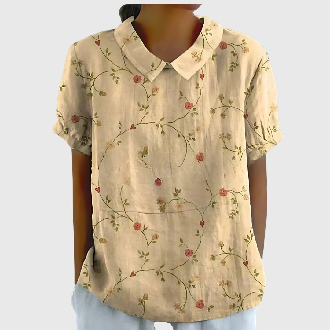 Jenna | V-Neck Short Sleeve Floral Blouse for Women