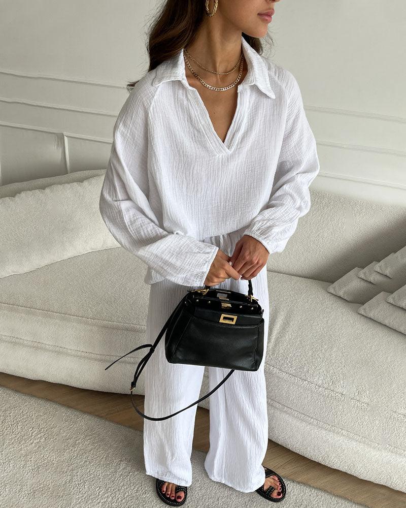 Autumn V-Neck Casual Set
