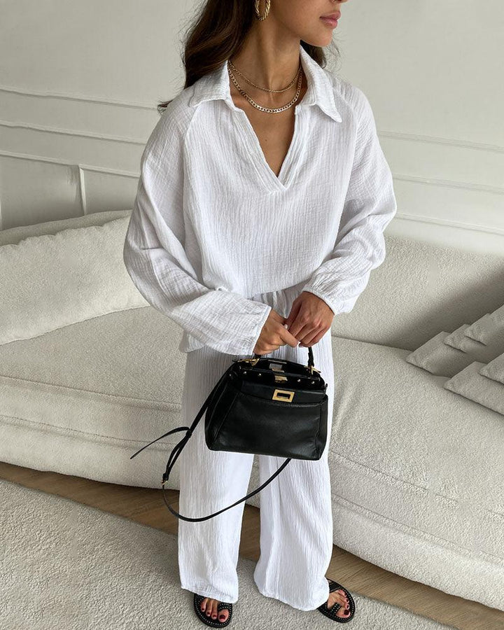 Autumn V-Neck Casual Set