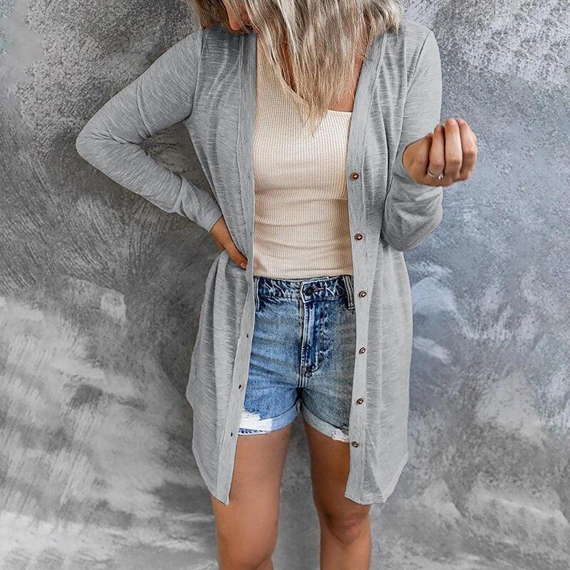Women's Lightweight Button Cardigan – Airy Layering Cardigan