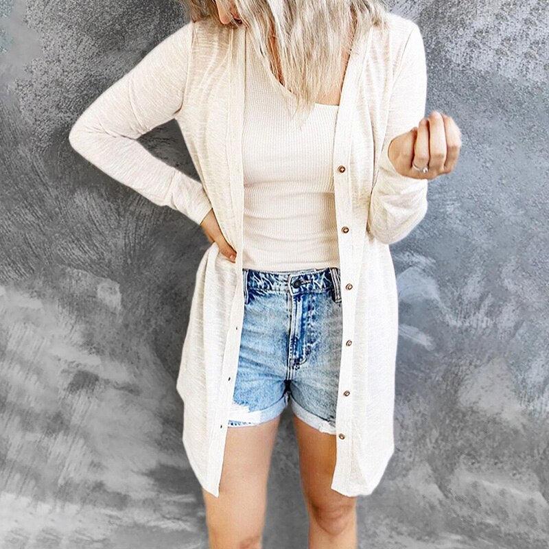 Wilhelmina | Women's Lightweight Longline Button-Front Cardigan