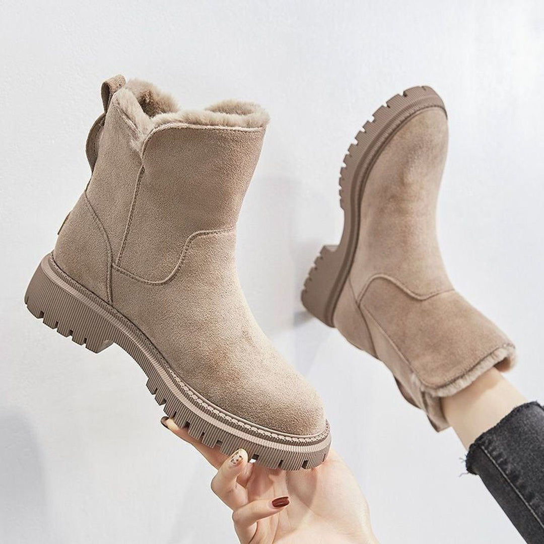 Anastacia | Suede Slip-On Ankle Boots with Fleece Lining for Women
