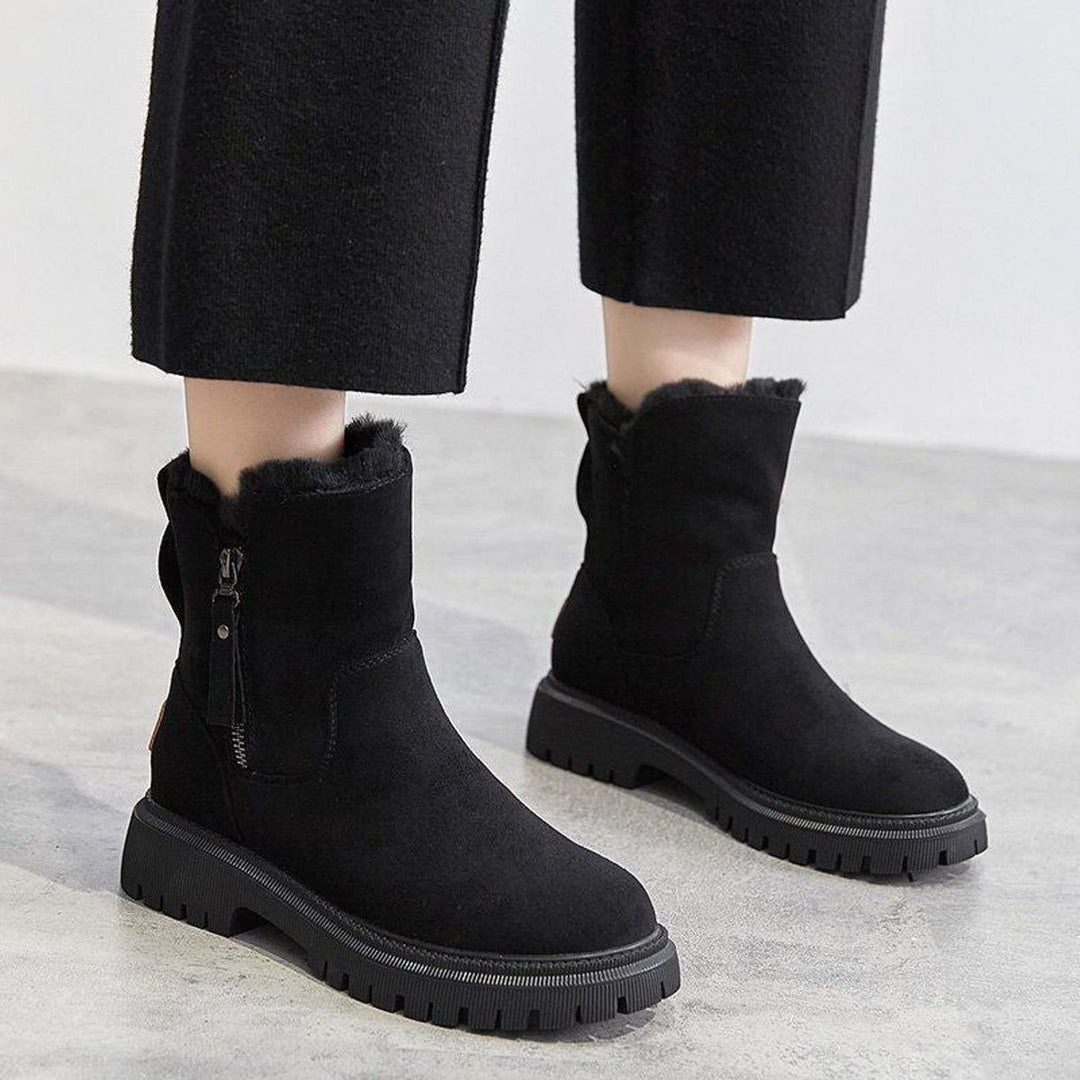 Anastacia | Suede Slip-On Ankle Boots with Fleece Lining for Women