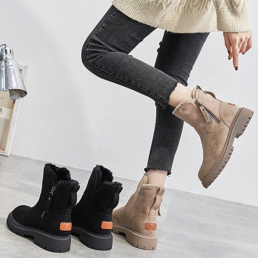 Anastacia | Suede Slip-On Ankle Boots with Fleece Lining for Women