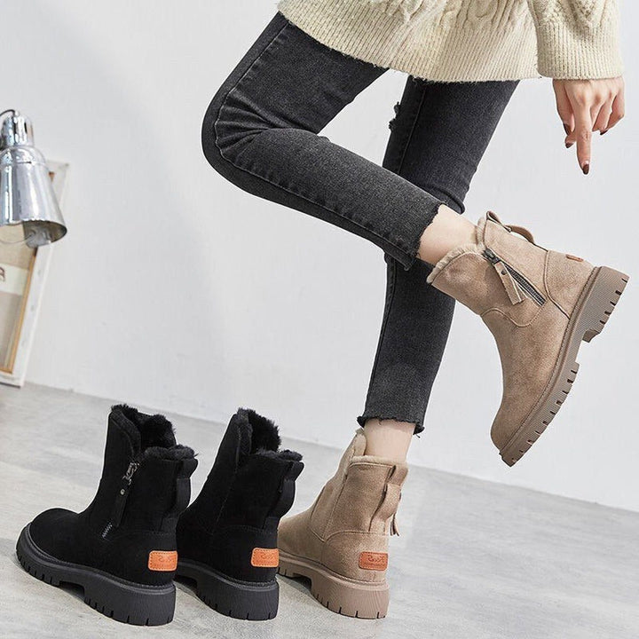 Anastacia | Suede Slip-On Ankle Boots with Fleece Lining for Women