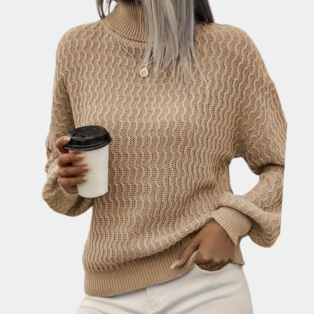 Women's Rib Knit Turtleneck Sweater – Fitted High Neck Pullover