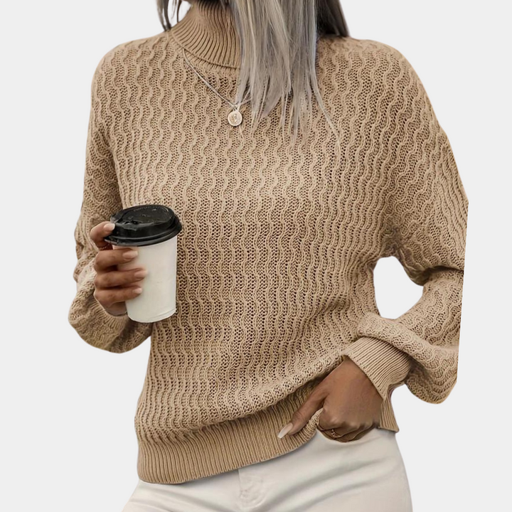 Women's Rib Knit Turtleneck Sweater – Fitted High Neck Pullover