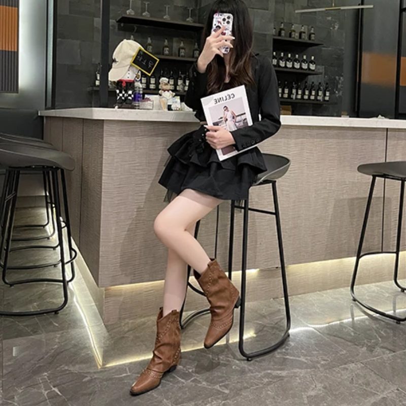 Angelica | Western Ankle Boots with Studs for Women