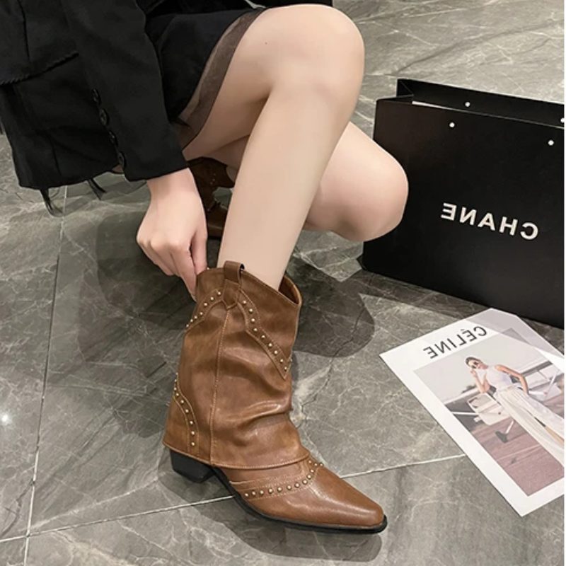 Angelica | Western Ankle Boots with Studs for Women
