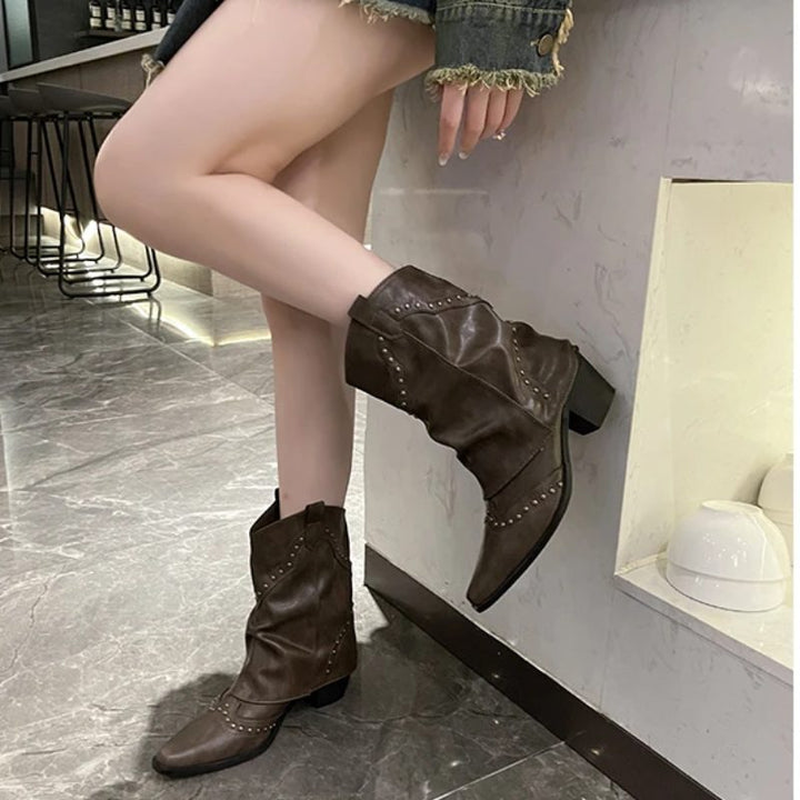 Angelica | Western Ankle Boots with Studs for Women