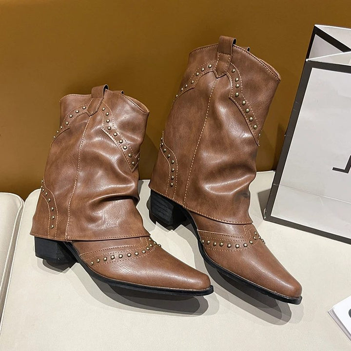 Angelica | Western Ankle Boots with Studs for Women