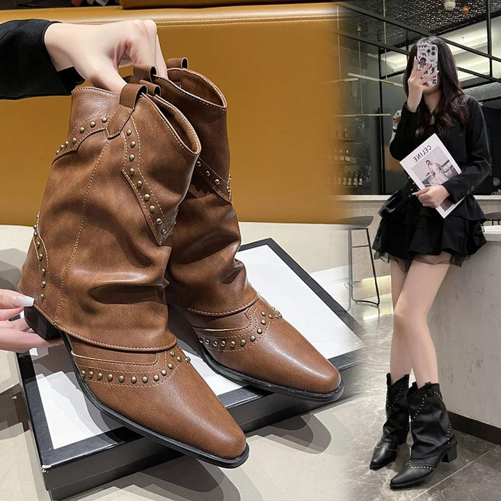 Angelica | Western Ankle Boots with Studs for Women