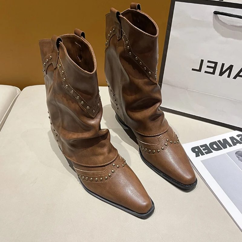 Angelica | Western Ankle Boots with Studs for Women