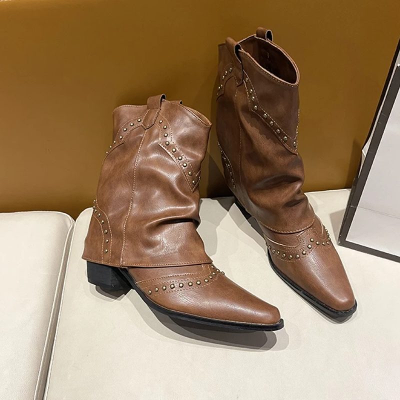 Angelica | Western Ankle Boots with Studs for Women