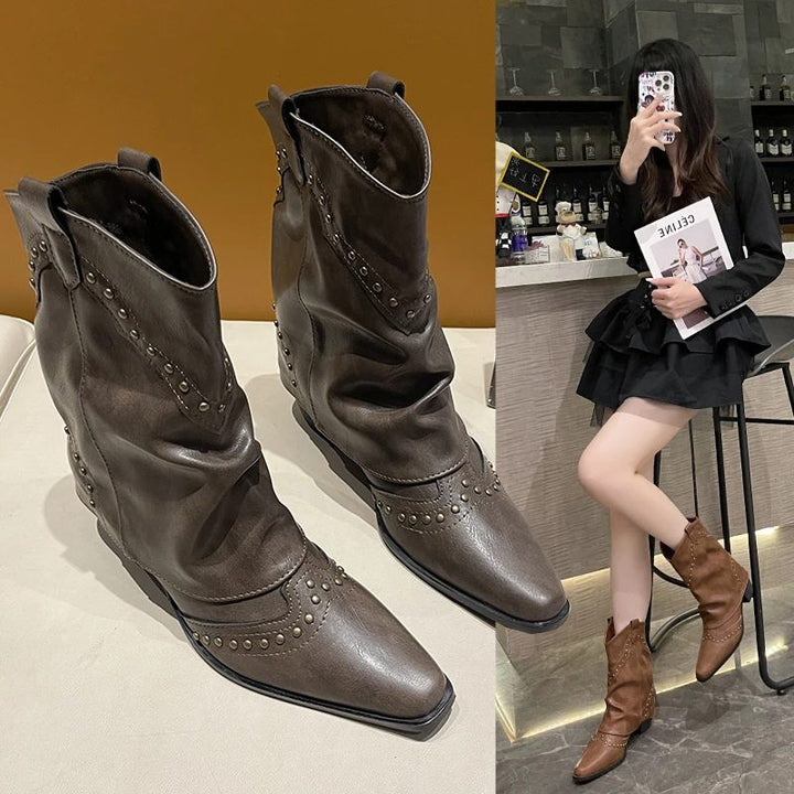 Angelica | Western Ankle Boots with Studs for Women