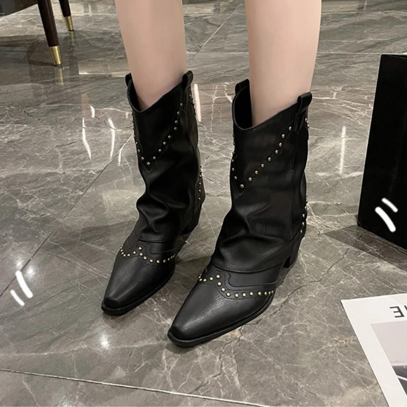 Angelica | Western Ankle Boots with Studs for Women