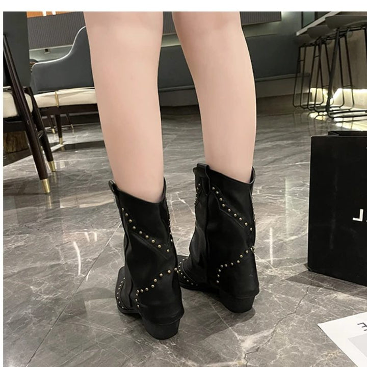 Angelica | Western Ankle Boots with Studs for Women