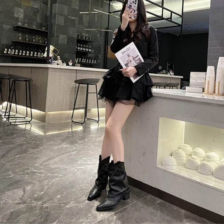 Angelica | Western Ankle Boots with Studs for Women