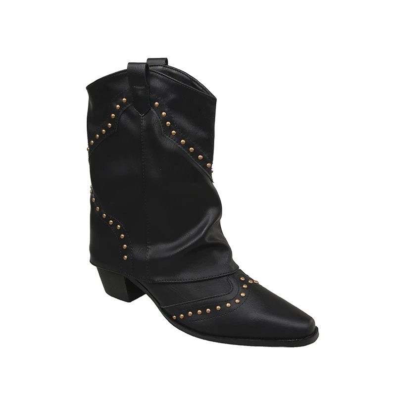 Angelica | Western Ankle Boots with Studs for Women