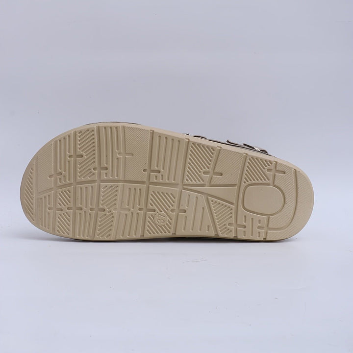 Crossover Strap Double Buckle Open Toe Flat Sandal