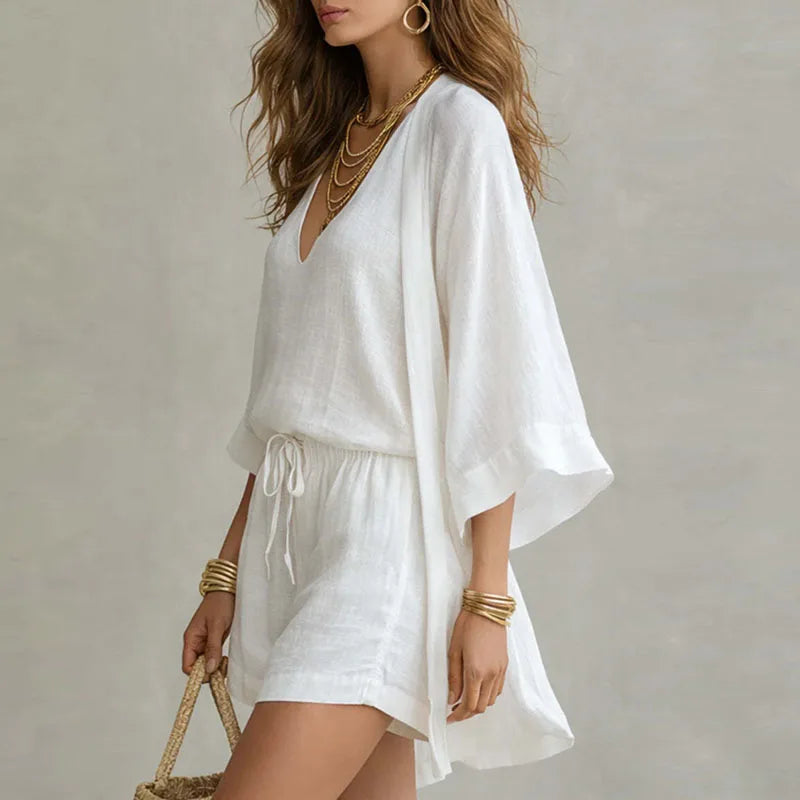 Avery | Linen Three-Piece Set with V-Neck for Women