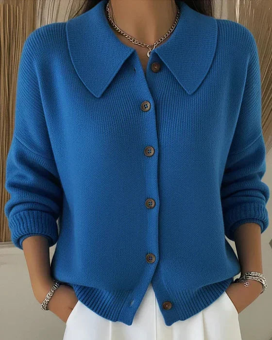 Women's Button Down Cardigan Collared Long Sleeve Knit Casual Sweater
