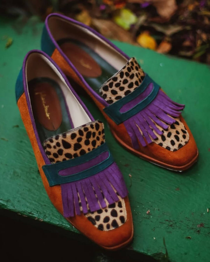 Eliza | Women's Animal-Print Fringe Loafers