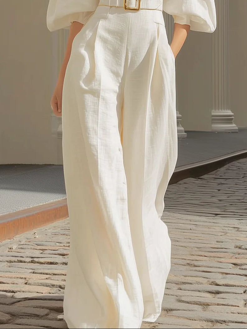 Isabella V-neck Lantern Sleeve Jumpsuit