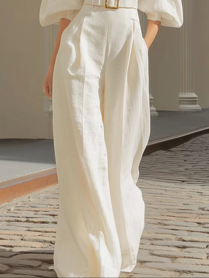 Isabella V-neck Lantern Sleeve Jumpsuit
